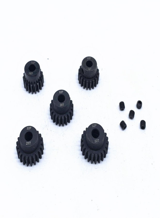 KingVal Replacement 5PCS 32DP 5mm 18T 19T 20T 21T 22T Steel Pinion Motor Gear Compatible with 1/8 RC Car Brushed Brushless Motor - Image 1